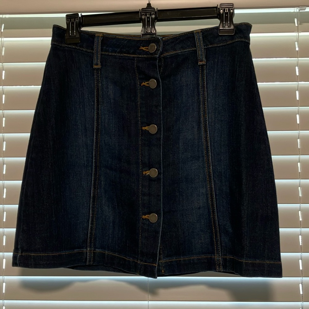Denim Button-Front Skirt
